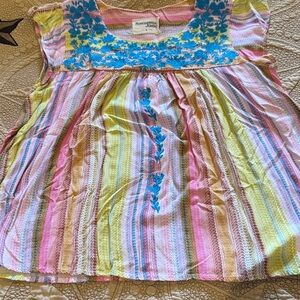 Savanna Jane Multicolor Top with Blue Embroidery
